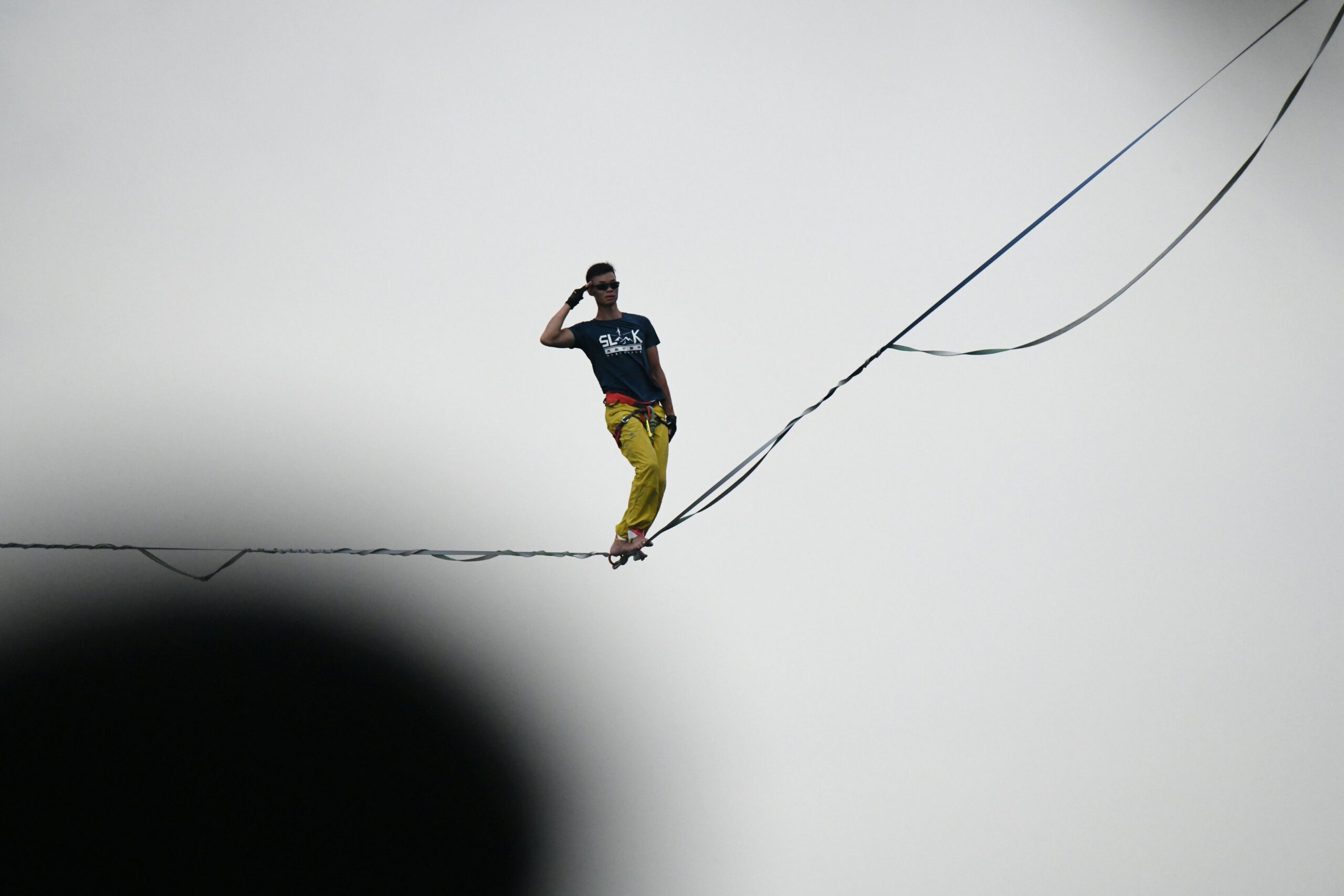 Fastest 100 m slackline walk Radio Sargam